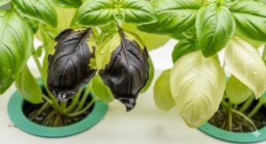 バジル 葉が黒くなる 、色が薄いときの原因